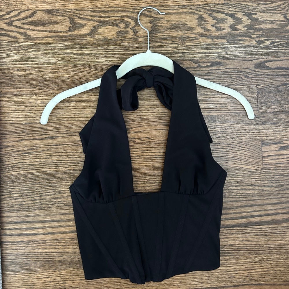 Zara Women's Black Corset Halter Top